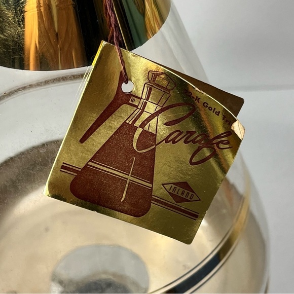 Vtg Mid-Century INLAND Glass Carafe‎ & Warmer 22k Gold Trim Coffee Pot Cork Lid - Picture 11 of 13
